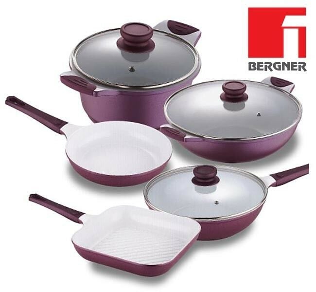 Bergner Ceramic Frying Pans Ceramic WOK Ceramic Pan Square Grilling Pans NEW