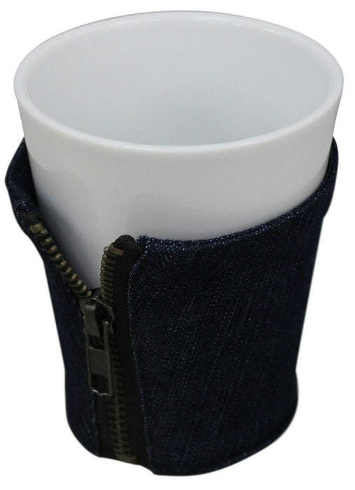 White Coffee Mugs With Jeans Glazed Stoneware Large Mug Beakers 350ml Capacity