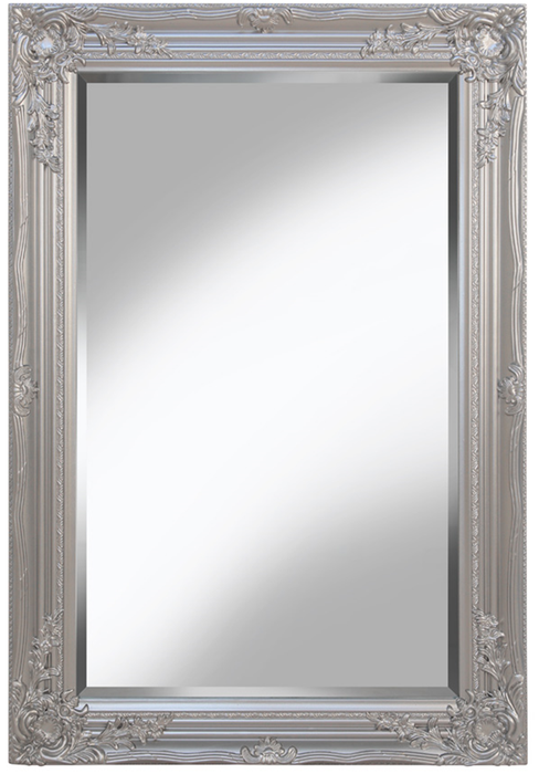 Large Ornate Silver Wall Mirror 60cm x 90cm With Ornate Detail on Frame