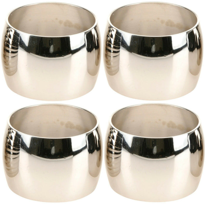 Set of 4 Metal Brass Nickel Plated Classic Design Napkin Rings Generous Sized