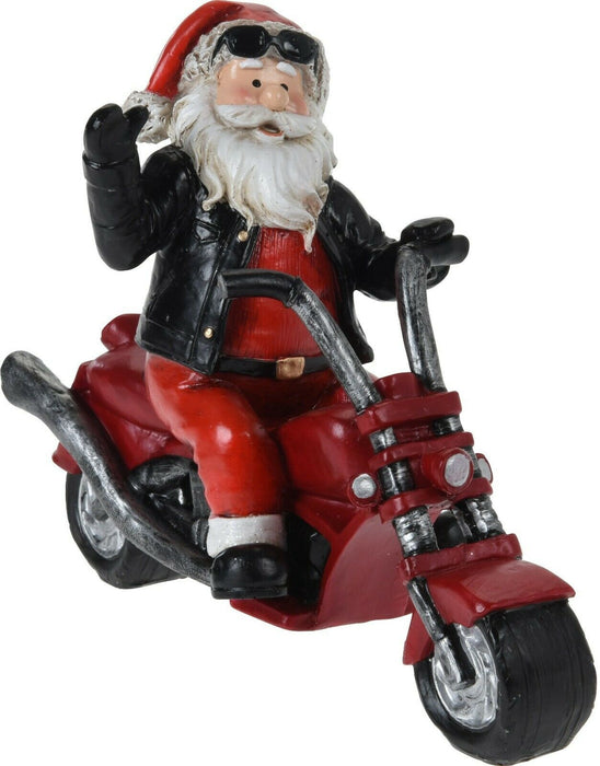 Christmas Decoration Figurine Santa Snowman Reindeer On Motorbike Ornament