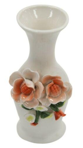 14cm Ceramic Bud Vase Orange 3D Flower Decoration Thin Bottle Neck Ornament