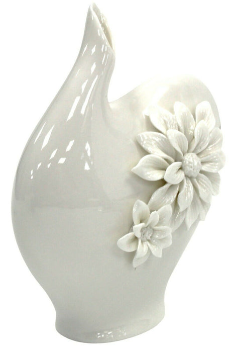 18cm Ceramic Bud Vase White Flower Vase With Floral Design