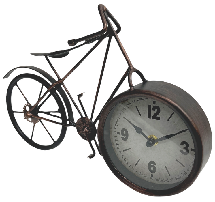 Vintage Metal Clock Bronze Style Decorative Table Ornament Bicycle Desktop