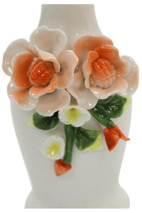 14cm Ceramic Bud Vase Orange 3D Flower Decoration Thin Bottle Neck Ornament