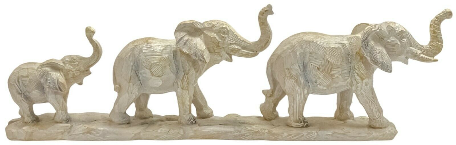 Brown Elephant Family Ornament Driftwood Effect Sculpture Resin Animal Figurine