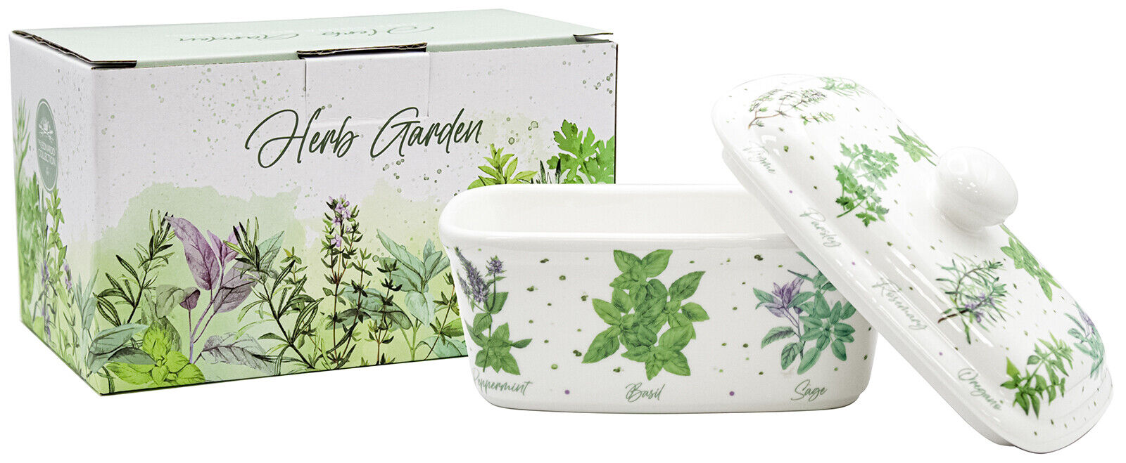 Fine China Butter Dish Leonardo Collection Herb Garden Bell Top Butter Dish