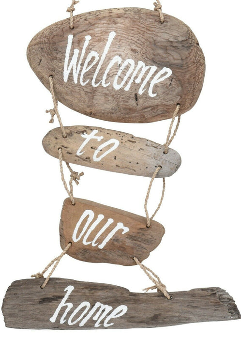 Driftwood Hanging Decoration Welcome Home Plaque Sign Antique Style Handmade