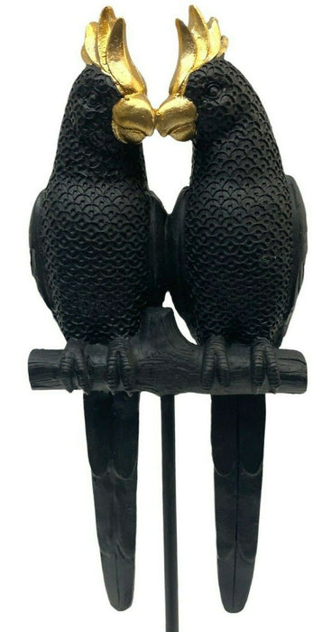 Tall Parrot Ornament 35cm Decorative Black Detailed Parrot Figurine On Stand