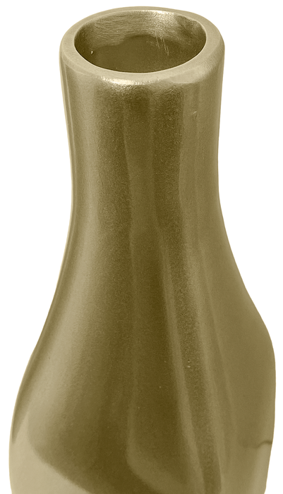 Champagne Gold Ceramic Vase Square Decorative Flower Vase Bottle Neck 36cm