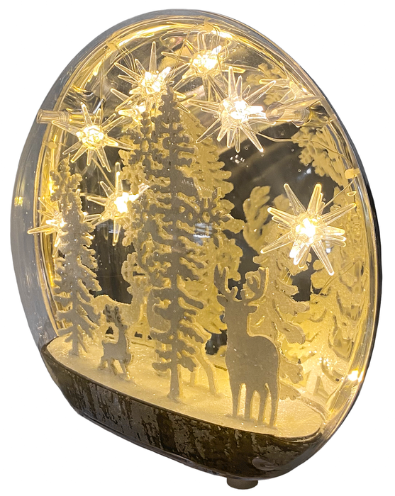 LED Light Up Christmas Dome Globe With Wooden Winter Scene Xmas Decoration