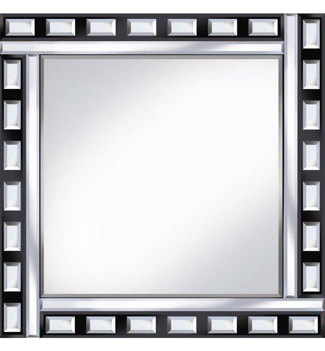 Elegant Black And Silver Square Wall Mirror Tile Mirror Bevelled 60cm x 60cm