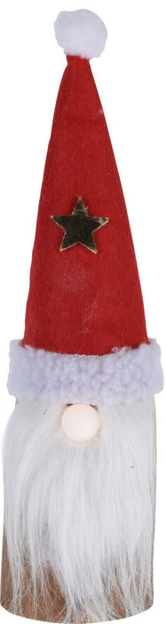 CHRISTMAS WOODEN LED Santa Gonk Figurine 24cm With Light Up nose