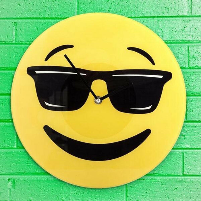 30cm Glass Smiley Face Clock Cool Emoticon Wall Clock