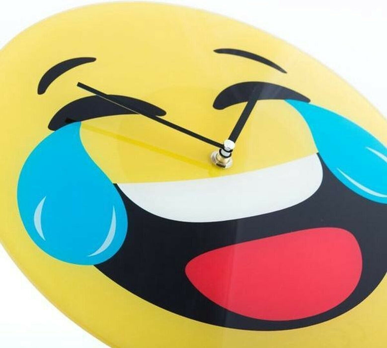 30cm Glass Smiley Face Clock Cool Emoticon Wall Clock Laughing Emoji