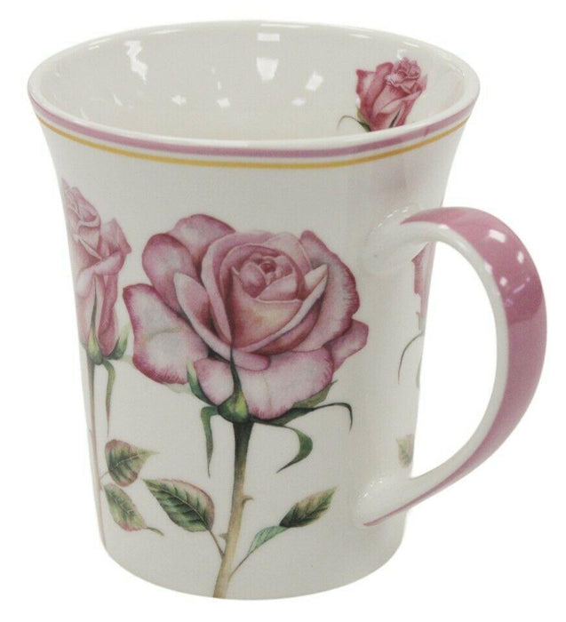 Set of 4 Leonardo Fine China Mugs Gift Boxed Floral Rose Design Mug Set 300ml