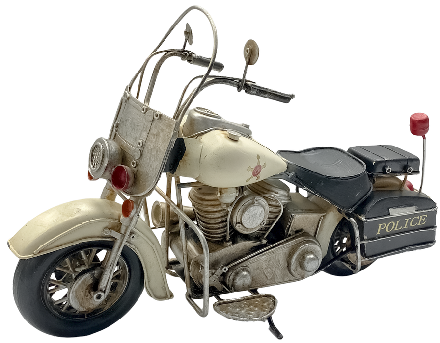 Vintage Police Motorcycle Retro Style Metal Motorbike Model Shelf Ornament