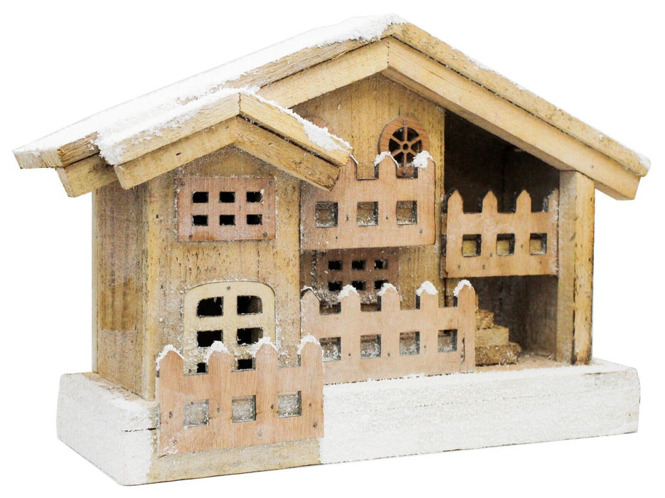 Rammento Wooden LED Christmas Village House, 35x22x11cm White Light-Up Ornament