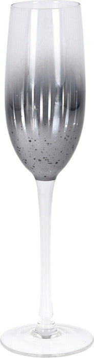 Set Of 6 Champagne Glasses Flutes 250ml Elegant Drinking Glass Grey Ombre Effect