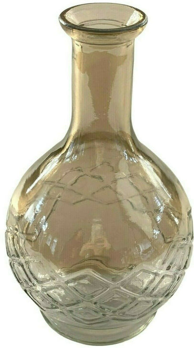21cm Clear Glass Vase With Gold Tint Geometric Design Decorative Flower Bud Vase