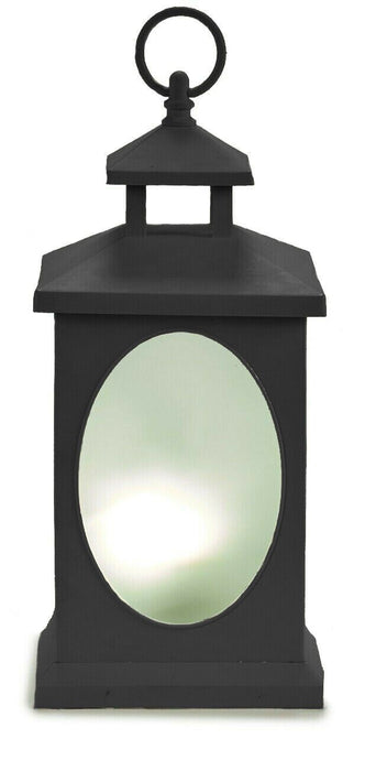 33cm Black Plastic LED Lantern Battery Operated Rotating Flame Swing Effect