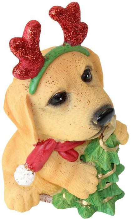 Christmas Decoration Figurine - Labrador Dog Ornament Holding Tree Sock Gift