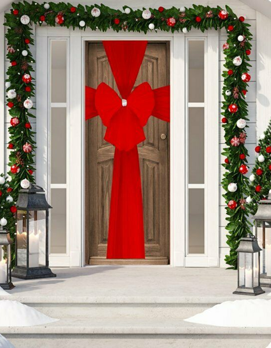 LARGE Christmas Red Door Bow Full Size Door Bow Ready Made Red Bow