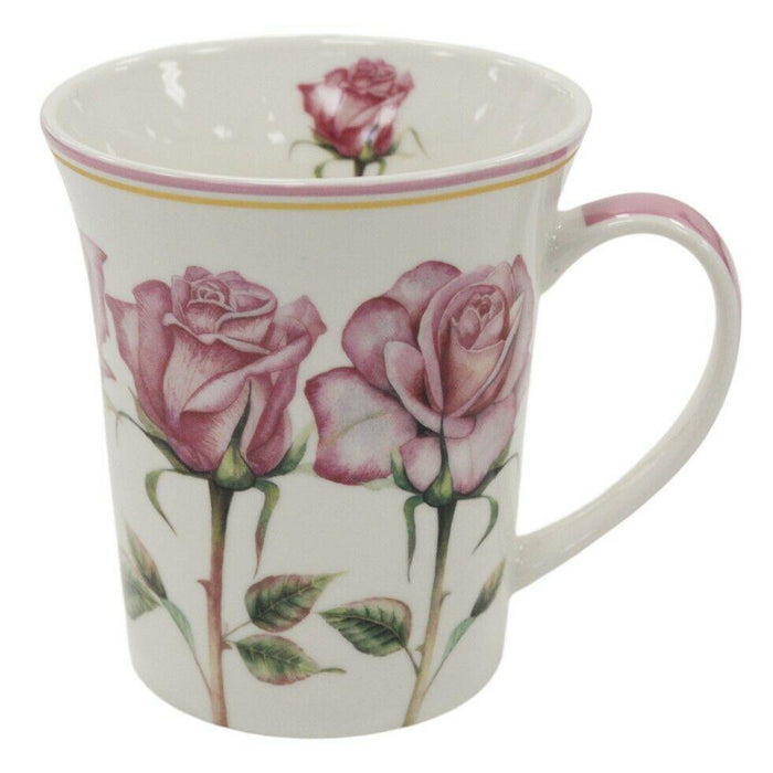 Set of 4 Leonardo Fine China Mugs Gift Boxed Floral Rose Design Mug Set 300ml