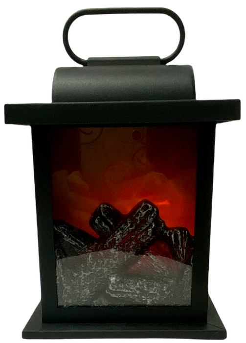 Christmas LED Lantern With Real Coal Fire Effect Festive Lightup Xmas Ornament
