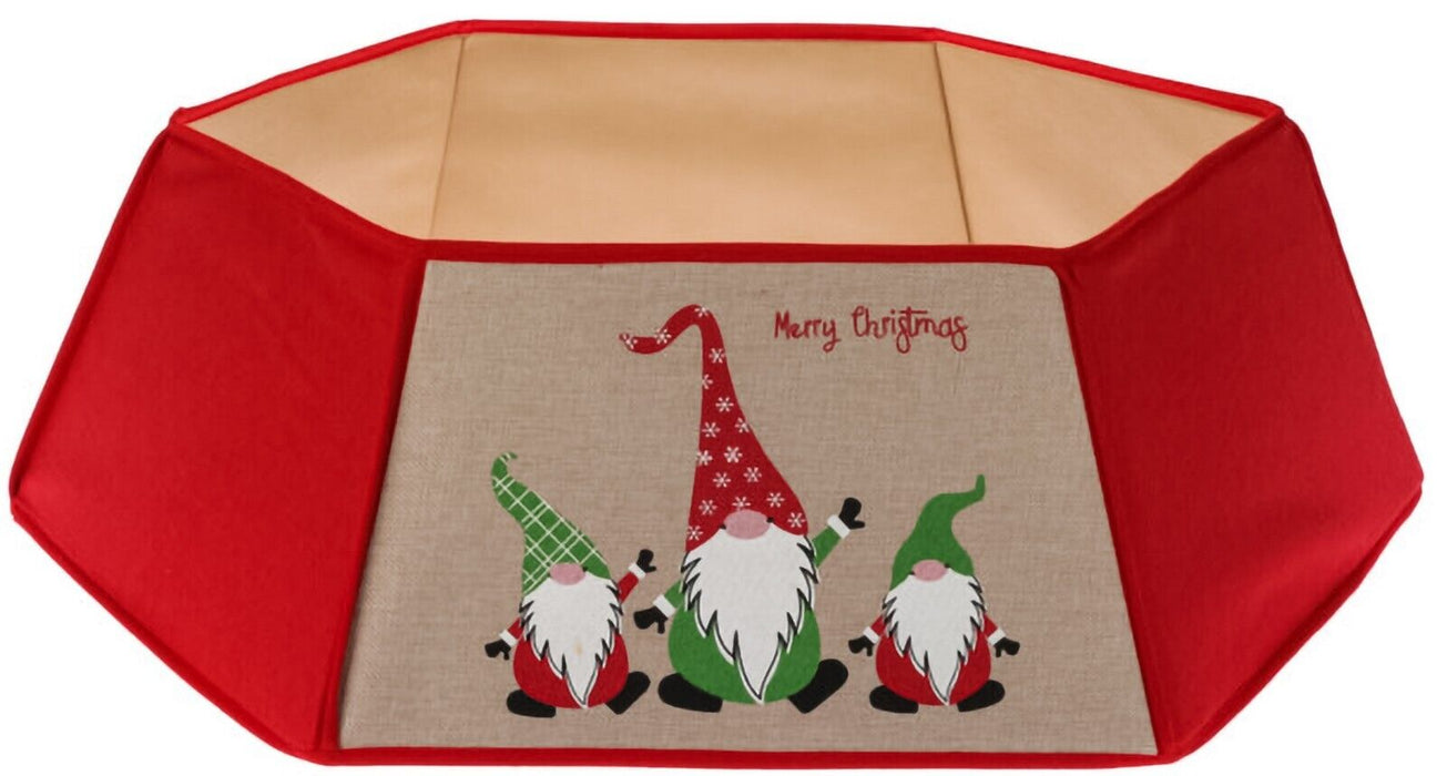 Large Red Christmas Tree Skirt - Gnome/Gonk 'Merry Christmas' Design
