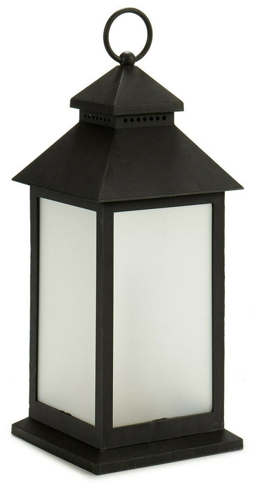 33cm Black Plastic LED Lantern Battery Operated Flickering Candle Flame Effect