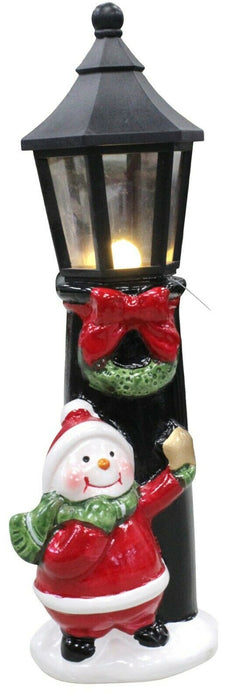 Led Light Up Christmas Ornament Snowman Christmas Old Street Light 23cm