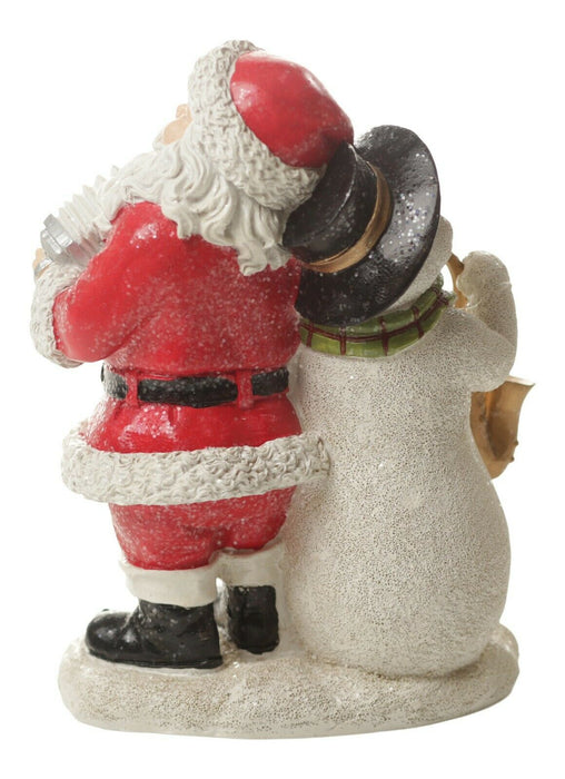 Christmas Santa Snowman Ornament Sparkly Xmas Figurine Playing Instruments 23cm