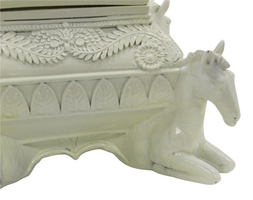 Cream Chest Box With Horses Polyresin Decorative Table Storage Ornament 18.5cm