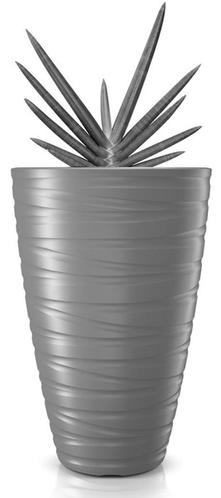 Large Rippled Stone Grey Planter Plant Pot 58cm Tall Indoor & Outdoor Planter