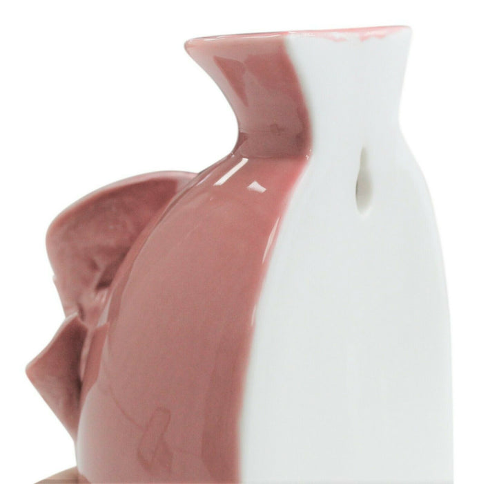 Ceramic Oriental Bud Vase - Pink 3D Flower Vase Wall Plaque Decoration 15.5cm