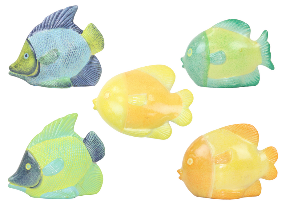 Home Decor Yellow Blue Green Tropical Fish Statue Ornament For Lounge Bathroom