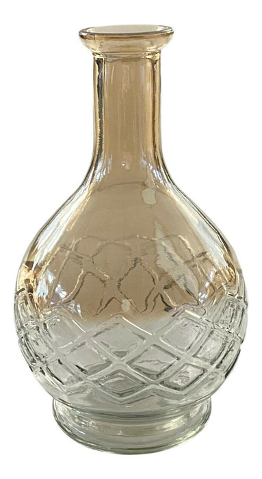 21cm Clear Glass Vase With Gold Tint Geometric Design Decorative Flower Bud Vase