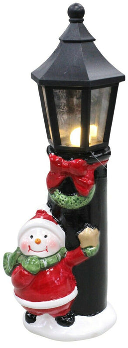 Led Light Up Christmas Ornament Snowman Christmas Old Street Light 23cm