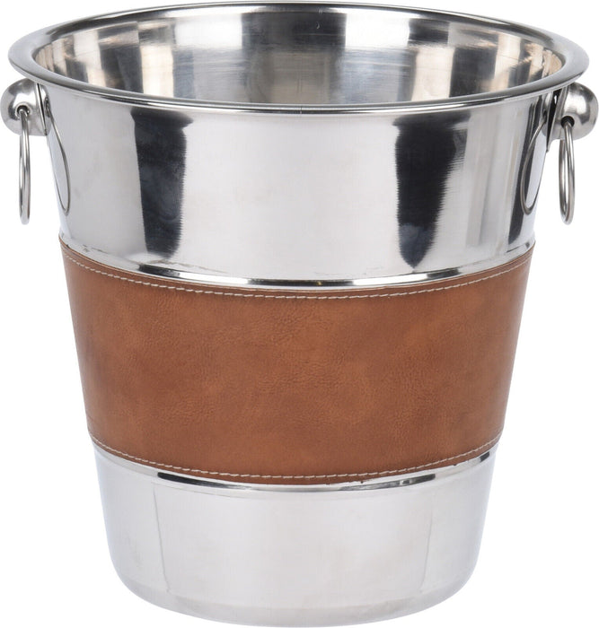 5 Litre Champagne Bucket Stainless Steel Large Ice Bucket Wine Faux Leather
