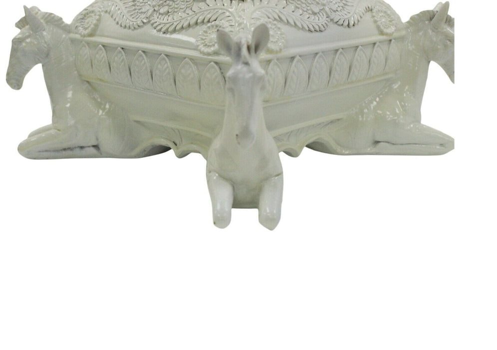 Cream Chest Box With Horses Polyresin Decorative Table Storage Ornament 18.5cm