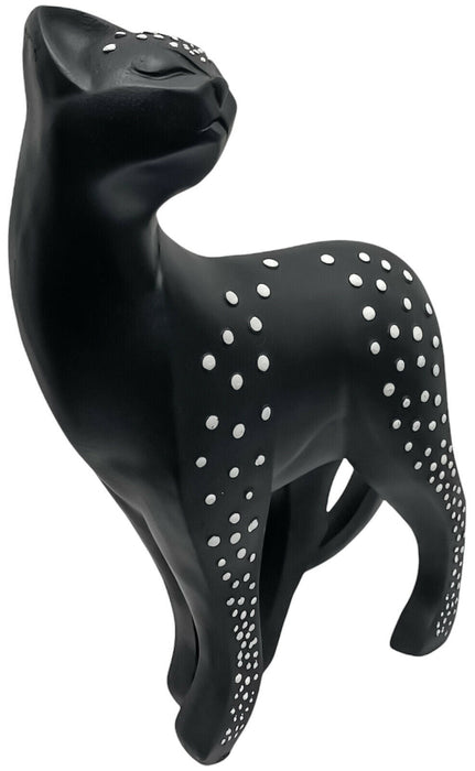 Black Cat Figurine Resin Standing Cat Animal Sculpture Decorative Shelf Ornament