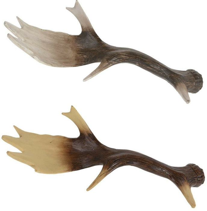 Ornamental Moose Antler - Smooth Two-Toned Wooden Look Mantel Piece Tabletop
