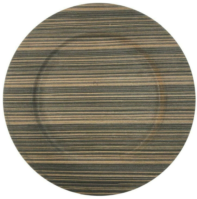 Set of 4 Wood Effect Charger Plates 33cm Large Round Under Plates Wooden Design