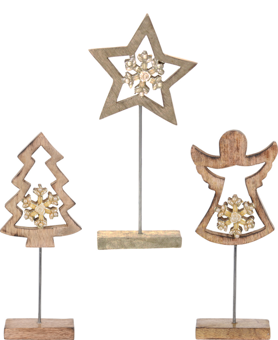 Christmas Decoration Ornament - Rustic Wood Stand Home Decor Gift