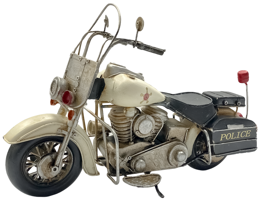 Vintage Police Motorcycle Retro Style Metal Motorbike Model Shelf Ornament