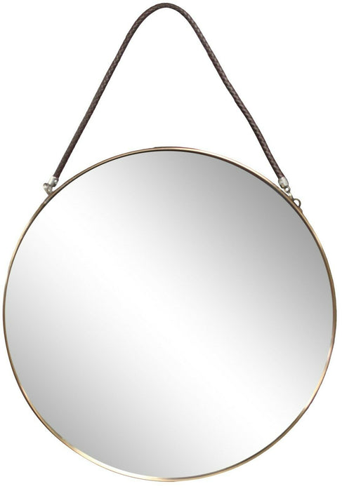 Large Round Wall Mirror With Modern Rope 38cm Wall Mirror Metal Frame Rose Gold