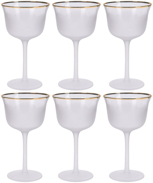 Set Of 6 Wine Glasses 275ml Luxury White Wine Drinking Glass Set Gold Rim