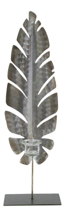 Metal Willow Leaf Candle Holder Ornament Gold Silver Brushed Centrepiece 62cm