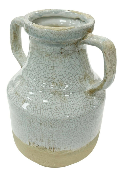 28cm Ceramic Jug Vase - Neo 2 Tone Crackled Mosaic Design Decorative Flower Vase